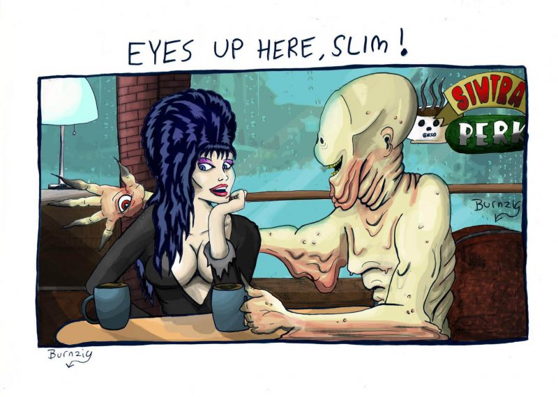 Elvira e o Homem Pálido em um encontro